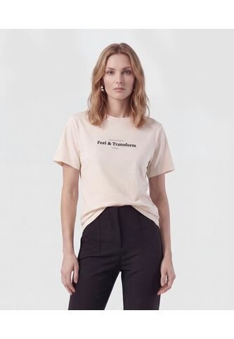 Camiseta Básica Con Estampado   Para Mujer Crema Patprimo Patprimo
