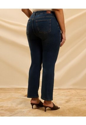 Jeans De Bota Recta Y Tiro Alto  Curvy  Para Mujer Azul Patprimo