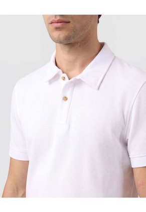 Polo Unicolor Texturizada   Para Hombre Blanco Patprimo