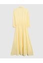 Vestido Largo Camisero Con Bolsillos   Para Mujer Amarillo Patprimo de Patprimo