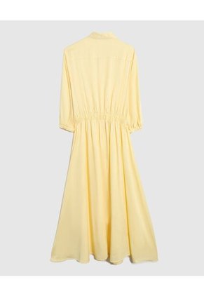 Vestido Largo Camisero Con Bolsillos   Para Mujer Amarillo Patprimo