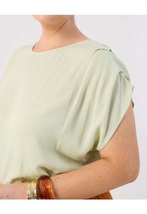 Blusa De Cuello Bote Y Manga Corta   Para Mujer Verde Patprimo
