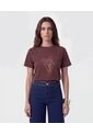 Camiseta Cuello Redondo Clásica   Para Mujer Café Patprimo de Patprimo