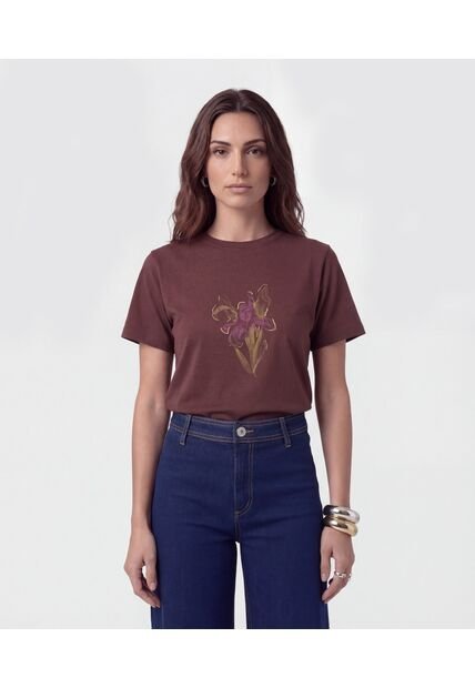 Camiseta Cuello Redondo Clásica   Para Mujer Café Patprimo
