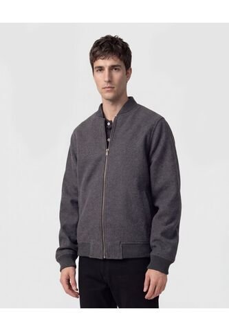Chaqueta Bomber Con Textura De Lana   Para Hombre Gris Patprimo Patprimo