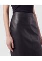 Falda Midi En Efecto Cuero  Para Mujer Negro Patprimo de Patprimo