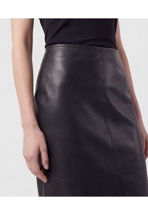 Falda Midi En Efecto Cuero  Para Mujer Negro Patprimo