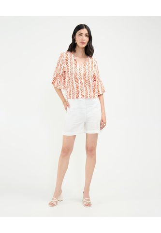 Bermuda Para Mujer Regular Largo Color Blanco Marca Patprimo #30100373 Patprimo