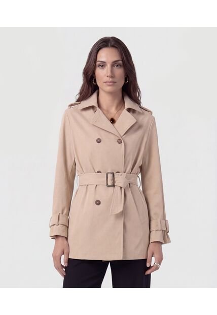 Chaqueta Trench Con Cinturón   Para Mujer Beige Patprimo