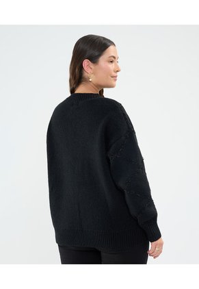 Saco Tejido Con Brillos  Para Mujer Negro Patprimo