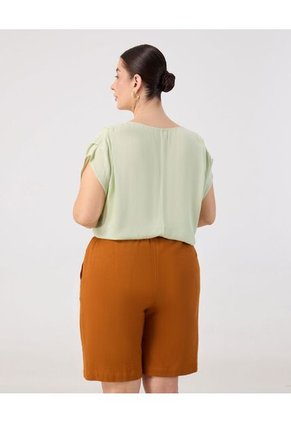 Blusa De Cuello Bote Y Manga Corta   Para Mujer Verde Patprimo