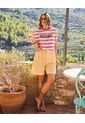 Bermuda Con Pinzas Frontales   Para Mujer Amarillo Patprimo de Patprimo