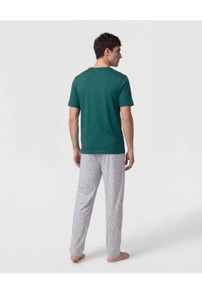 Pijama Con Camiseta De Cuello Redondo Para Hombre Verde Patprimo