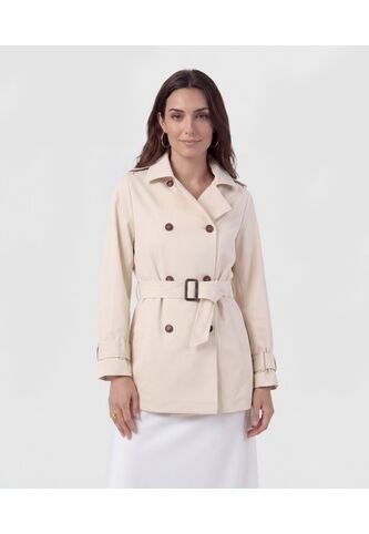 Chaqueta Trench Con Cinturón   Para Mujer Crema Patprimo Patprimo