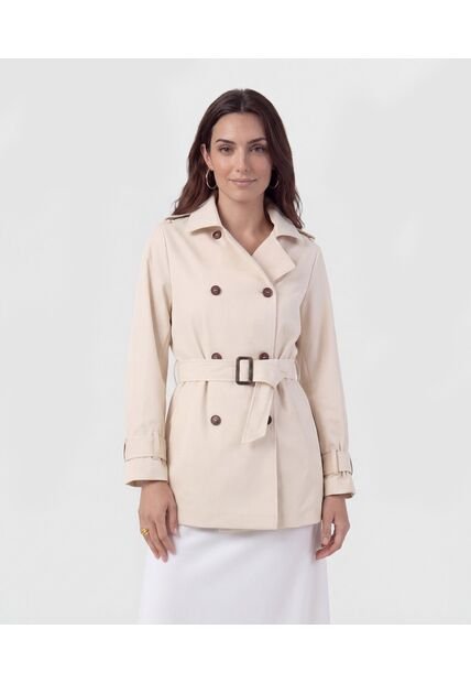 Chaqueta Trench Con Cinturón   Para Mujer Crema Patprimo