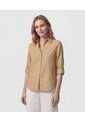 Camisa Unicolor Con Charretera   Para Mujer Café Patprimo de Patprimo