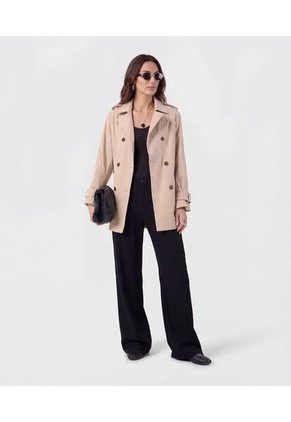 Chaqueta Trench Con Cinturón   Para Mujer Beige Patprimo