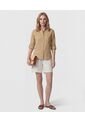 Camisa Unicolor Con Charretera   Para Mujer Café Patprimo de Patprimo