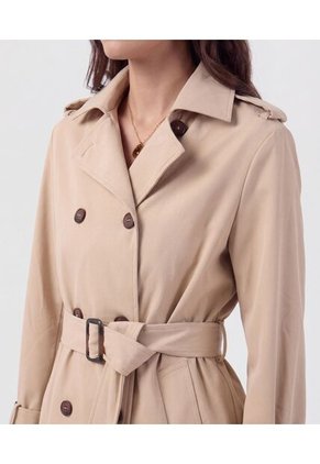Chaqueta Trench Con Cinturón   Para Mujer Beige Patprimo