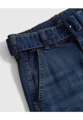 Jeans De Bota Ancha Con Cinturón Forrado   Para Mujer Azul Patprimo