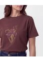 Camiseta Cuello Redondo Clásica   Para Mujer Café Patprimo de Patprimo