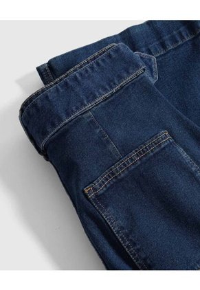 Jeans De Bota Ancha Con Cinturón Forrado   Para Mujer Azul Patprimo