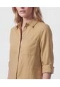 Camisa Unicolor Con Charretera   Para Mujer Café Patprimo de Patprimo