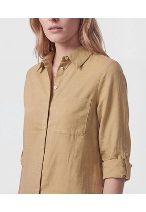 Camisa Unicolor Con Charretera   Para Mujer Café Patprimo