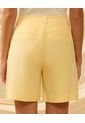 Bermuda Con Pinzas Frontales   Para Mujer Amarillo Patprimo de Patprimo