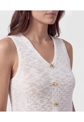 Chaleco De Tejido Con Botones Dorados Para Mujer Blanco Patprimo