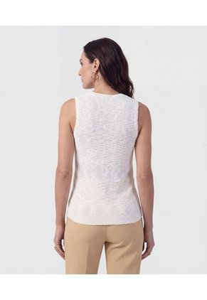 Chaleco De Tejido Con Botones Dorados Para Mujer Blanco Patprimo