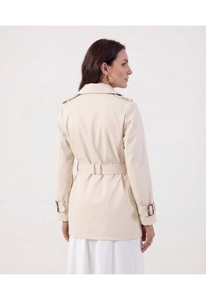 Chaqueta Trench Con Cinturón   Para Mujer Crema Patprimo