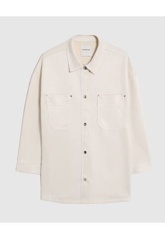 Chaqueta Tipo Sobrecamisa Con Bolsillos  Curvy  Para Mujer Crema Patprimo Patprimo