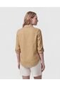Camisa Unicolor Con Charretera   Para Mujer Café Patprimo de Patprimo