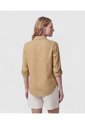 Camisa Unicolor Con Charretera   Para Mujer Café Patprimo