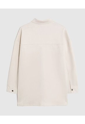 Chaqueta Tipo Sobrecamisa Con Bolsillos  Curvy  Para Mujer Crema Patprimo