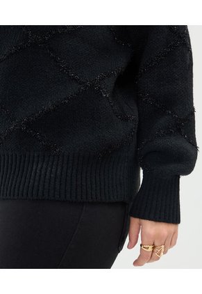 Saco Tejido Con Brillos  Para Mujer Negro Patprimo