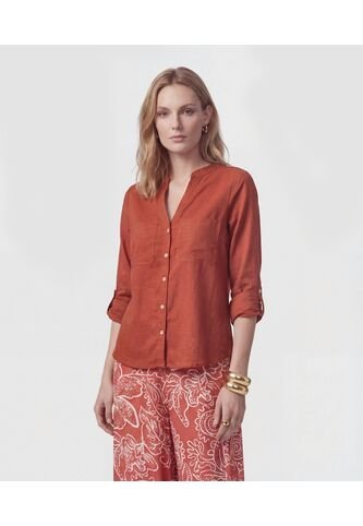 Blusa Unicolor De Manga Graduable   Para Mujer Naranja Patprimo Patprimo