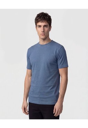 Camiseta Regular Fit Unicolor Para Hombre Azul Patprimo