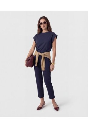 Camiseta Manga Sisa Con Hombro Estructurado   Para Mujer Azul Patprimo