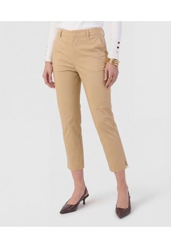 Pantalón Capri Con Botón A Contraste   Para Mujer Café Patprimo Patprimo