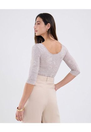 Camiseta Para Mujer Manga 3/4 Cuello Redondo Color Gris Marca Patprimo #30093804