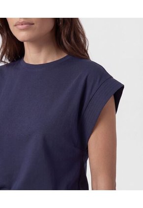 Camiseta Manga Sisa Con Hombro Estructurado   Para Mujer Azul Patprimo