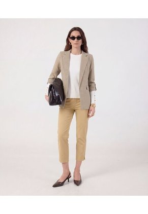 Pantalón Capri Con Botón A Contraste   Para Mujer Café Patprimo