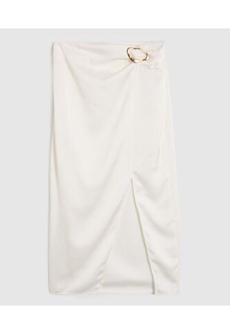 Falda Midi Unicolor Con Sesgo  Para Mujer Blanco Patprimo Patprimo