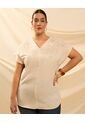 Blusa Con Bordado En Hombros  Curvy  Para Mujer Beige Patprimo de Patprimo