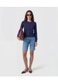 Bermuda Denim Con Doblez   Para Mujer Azul Patprimo de Patprimo