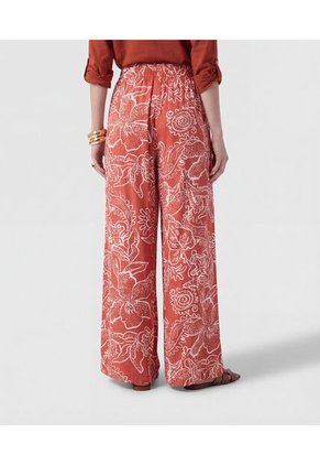 Pantalón Fluido Estampado   Para Mujer Naranja Patprimo