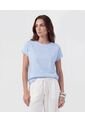 Blusa De Corte Lineal Y Manga Doblada  Para Mujer Azul Patprimo de Patprimo