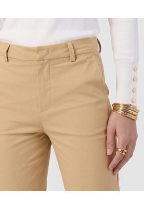 Pantalón Capri Con Botón A Contraste   Para Mujer Café Patprimo